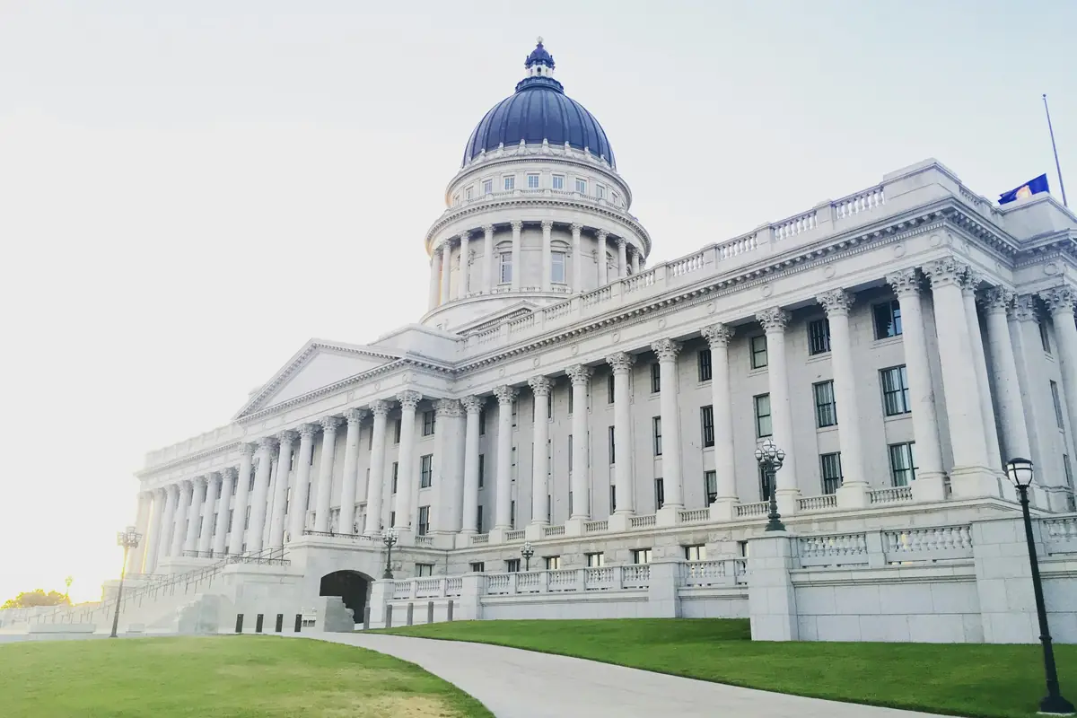 The Utah State Capitol on Capitol Hill above downtown Salt Lake City